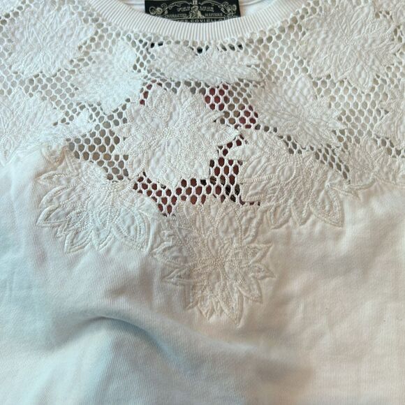 James Coviello white thick T-shirt with crochet front size extra small - Picture 5 of 11